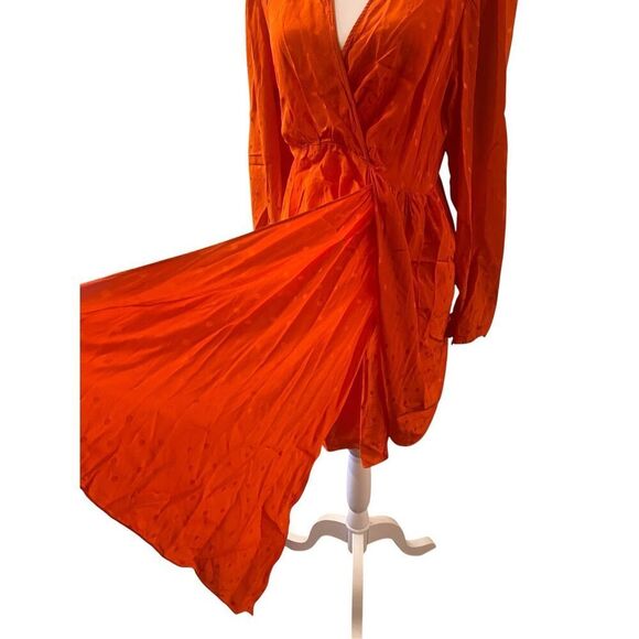 Essentiel Antwerp Viesbeth Silk Puff Sleeve Dress Orange Size 8 MSRP: $460 - Picture 6 of 11